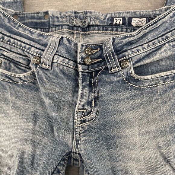 MISS ME - P50465K-3 Size 27 Rhinestone Cross Light Blue Skinny Denim A46 - Picture 15 of 16